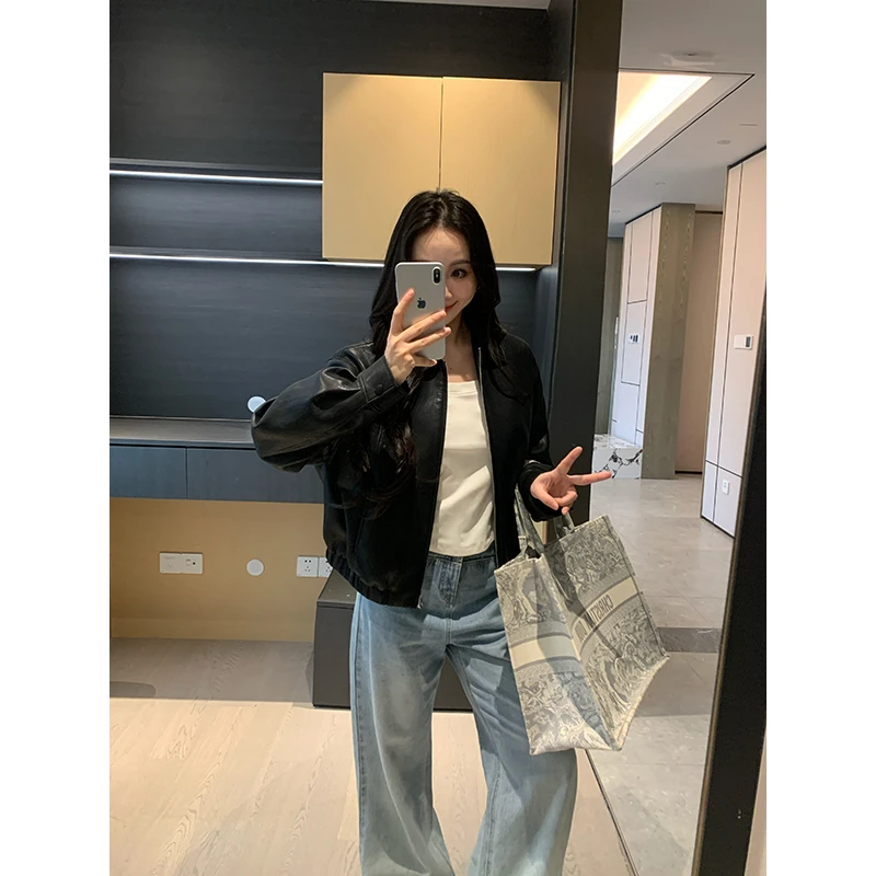 XINYI【春日胶片】春季超柔pu皮衣收腰显瘦气质外套女X625T03630