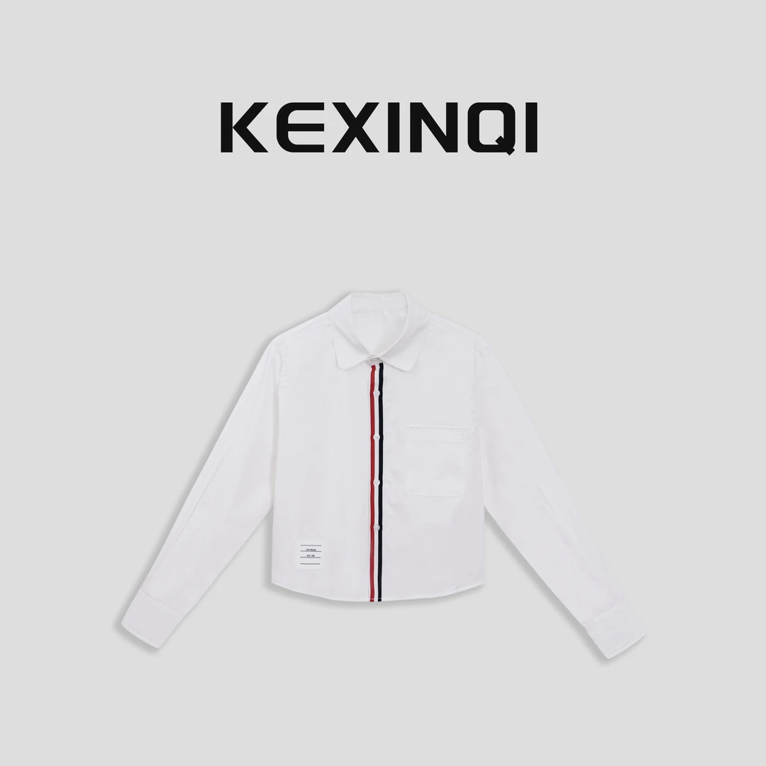 KEXIN 织带边衬衫 2024秋冬新款百搭休闲长袖上衣-2410CSZKX21294