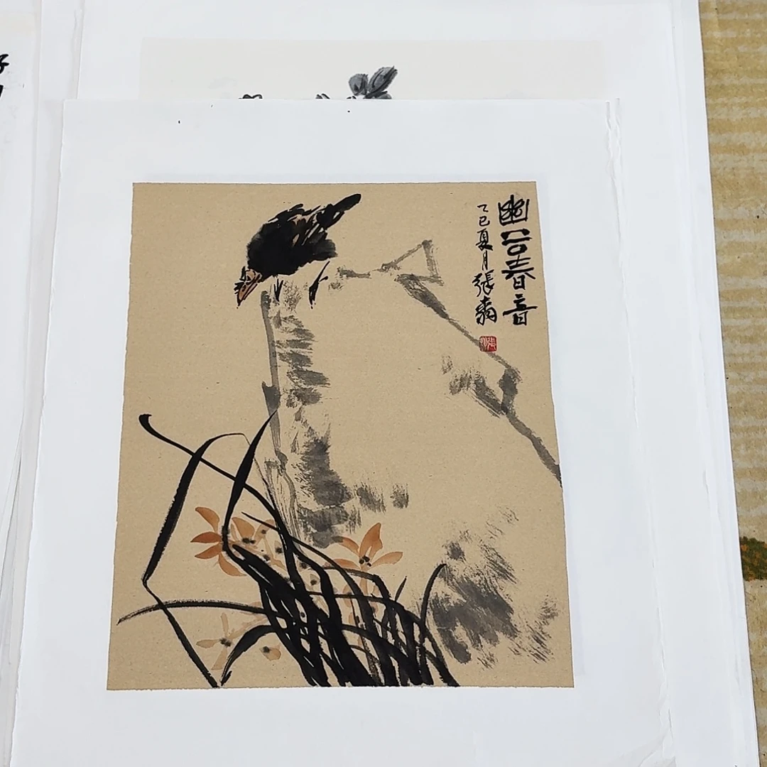 国画小尺幅花鸟手绘作品