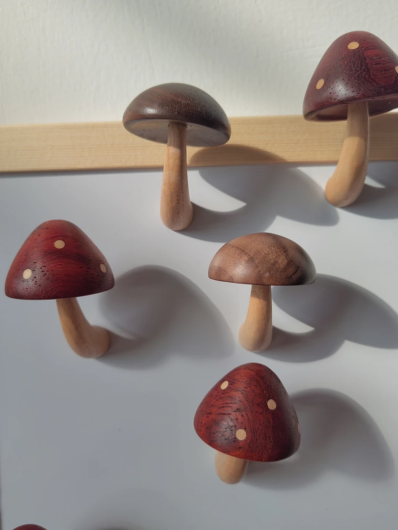 创意蘑菇冰箱贴可爱礼物磁吸冰箱贴实木香菇家居装饰品