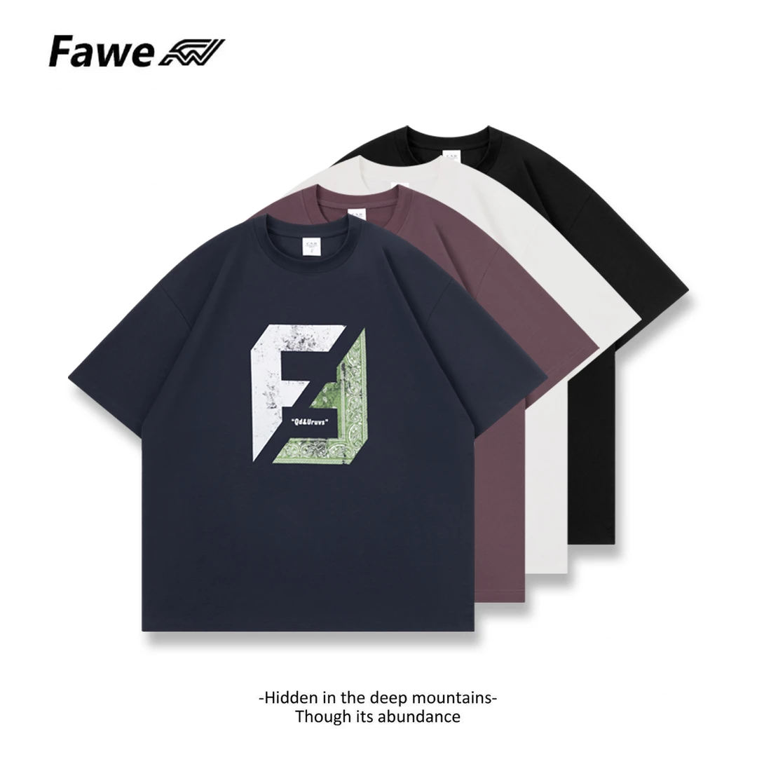 2025夏季双面冰感匹马棉短袖双F休闲设计感印花短袖潮流 72321