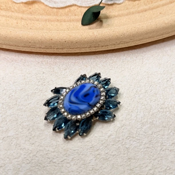 铜合金琉璃胸针 【六六中古】孤品复古胸针th6657