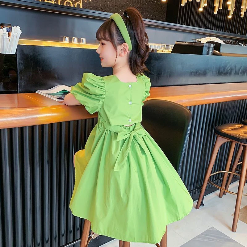 【精致做工好】女童连衣裙短袖夏季新款韩版中大童甜美可爱中长款棉