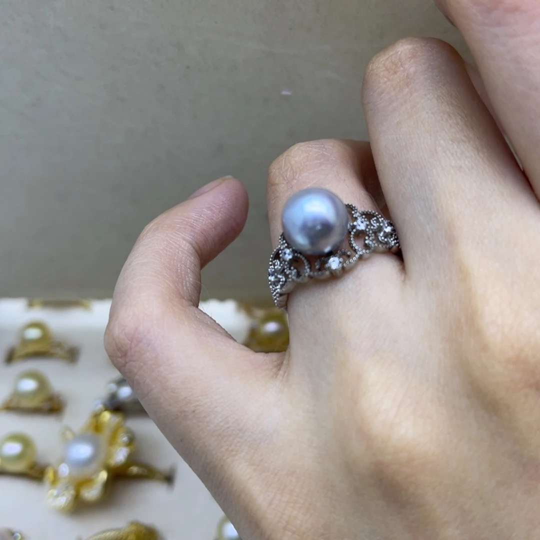 海水珍珠戒指银S925镶嵌