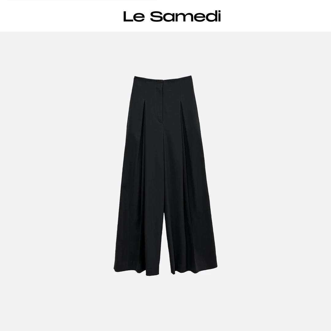 Le Samedi【几何轨迹】 潇洒重塑 通腰双褶干练破缝阔腿裤