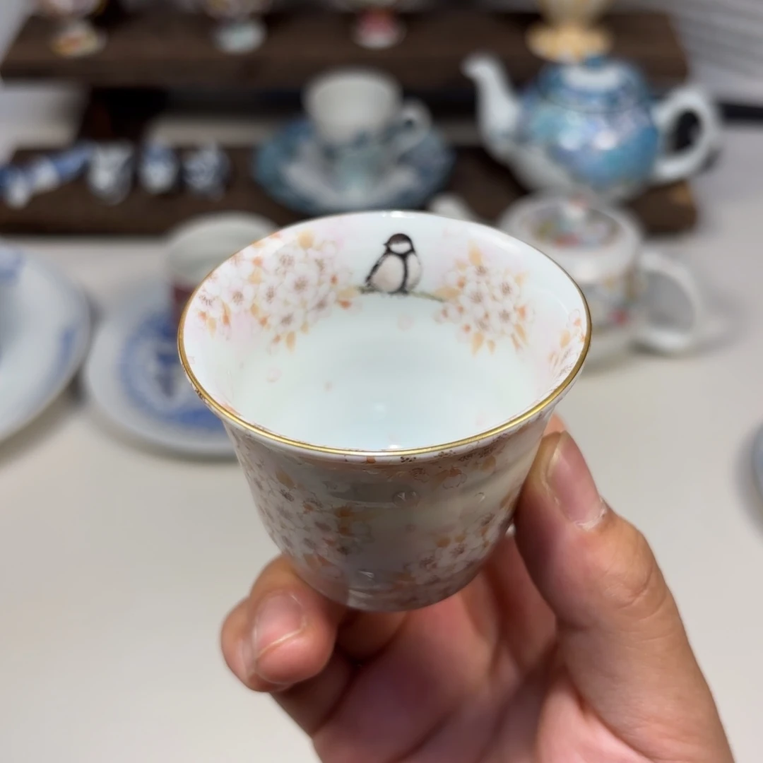 瓷河田里美 立体薄绘 主人杯
