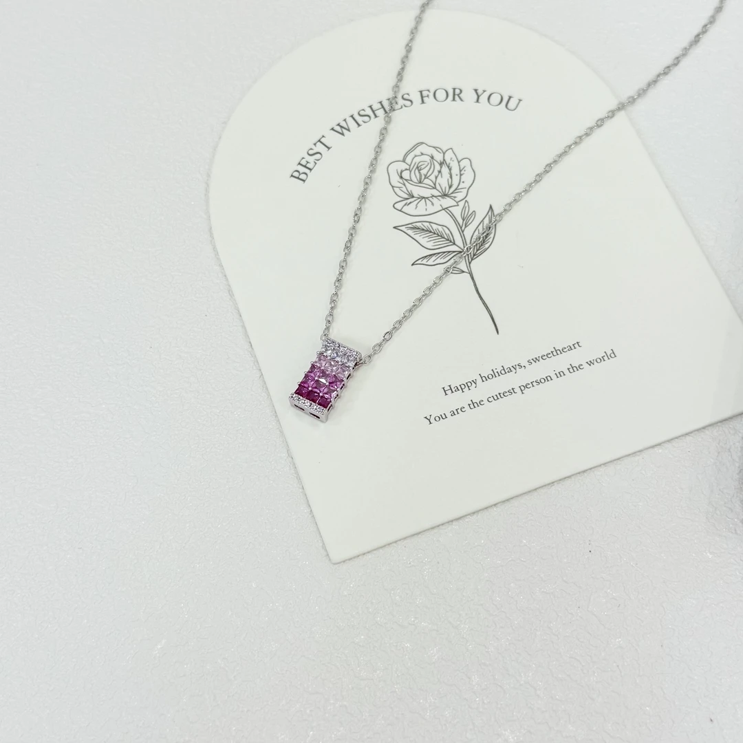 铜合金项链 XL-214轻奢高级感渐变紫色锆石精致锁骨链