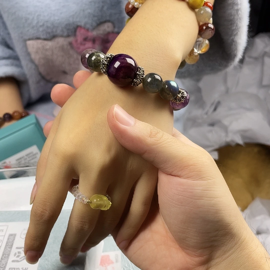 水晶手串银S925镀金镶嵌