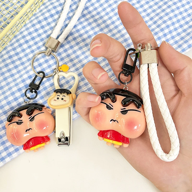 可爱卡通搞怪小新钥匙扣挂件指甲剪耳勺套装挂饰情侣闺蜜配饰礼物