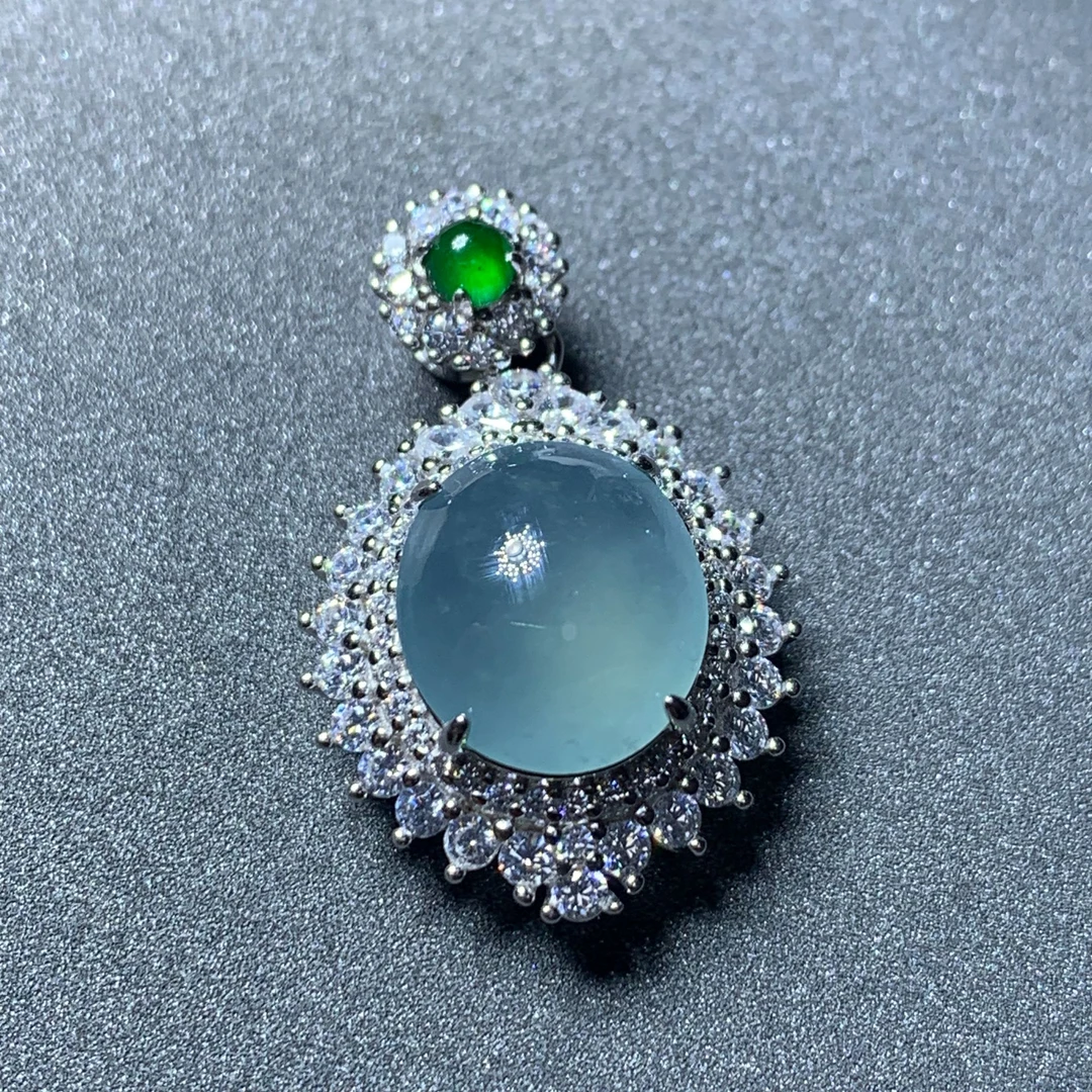 【镜花水月】小怡妈珠宝s925银镶吊坠翡翠气质百搭镶嵌