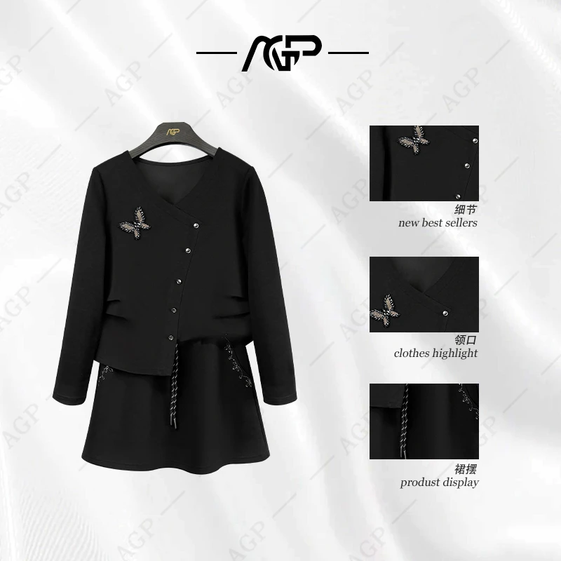 AGP-T90<秋款系列>设计师款|宽松版秋季长袖短裙休闲翻领
