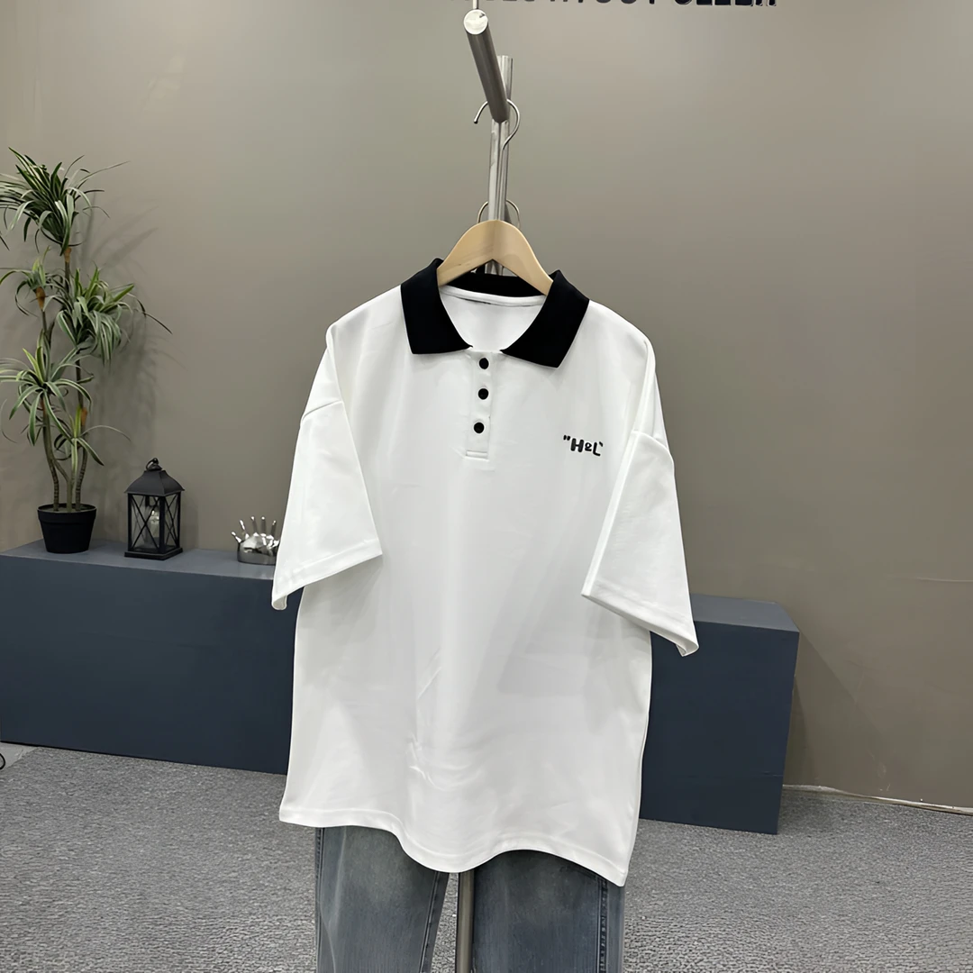 【现】青少年短袖polo立领宽松亲子装