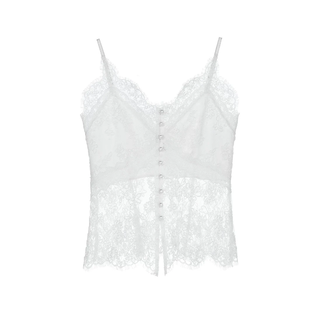 【DE MYSTERE】夏季新款时尚轻奢外穿背心蕾丝吊带内搭上衣GFC68156