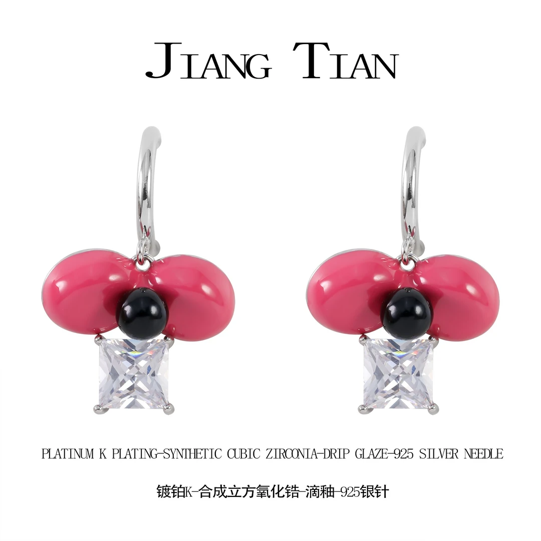 铜合金合成锆石耳饰 时尚可爱百搭小众简约耳钉2329