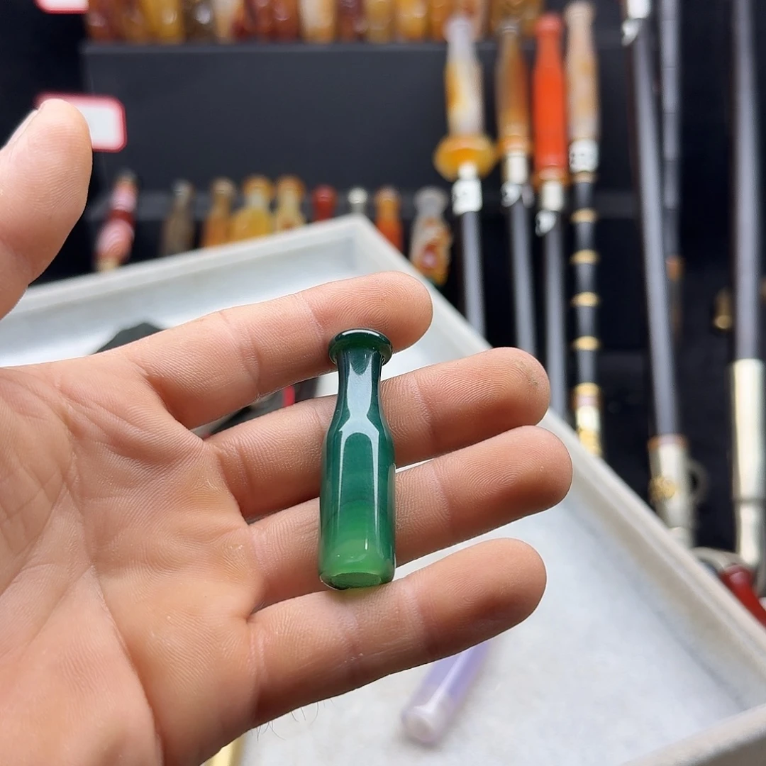 ****屋旱烟袋绿玛瑙嘴单烟嘴