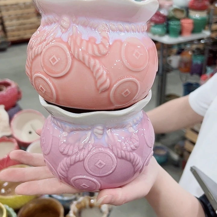 有孔.凑满10元发货多肉陶瓷花盆！