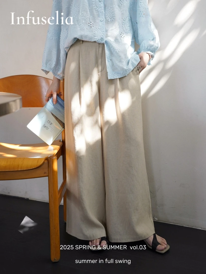Infuselia弥椿 夏日慵懒舒适百搭显瘦阔腿裤