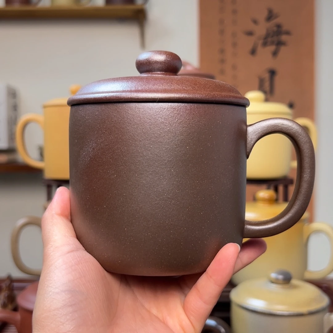 茶杯紫砂和***尘紫砂盖杯底槽青墩墩杯古法柴烧