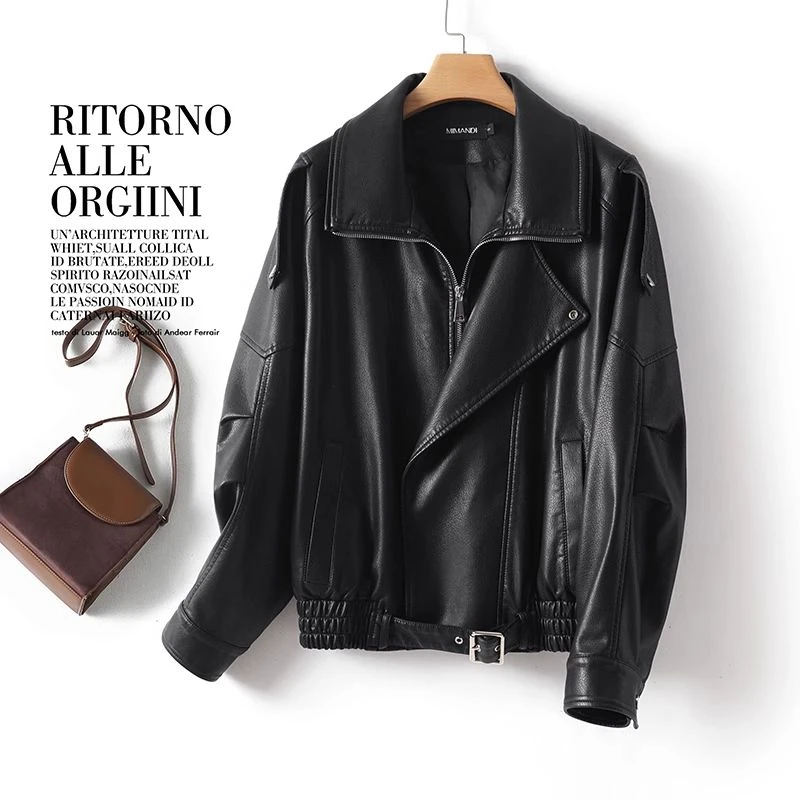 杨树林同款2025年春装新款真皮皮衣女覆古宽松显瘦绵羊皮夹克外套