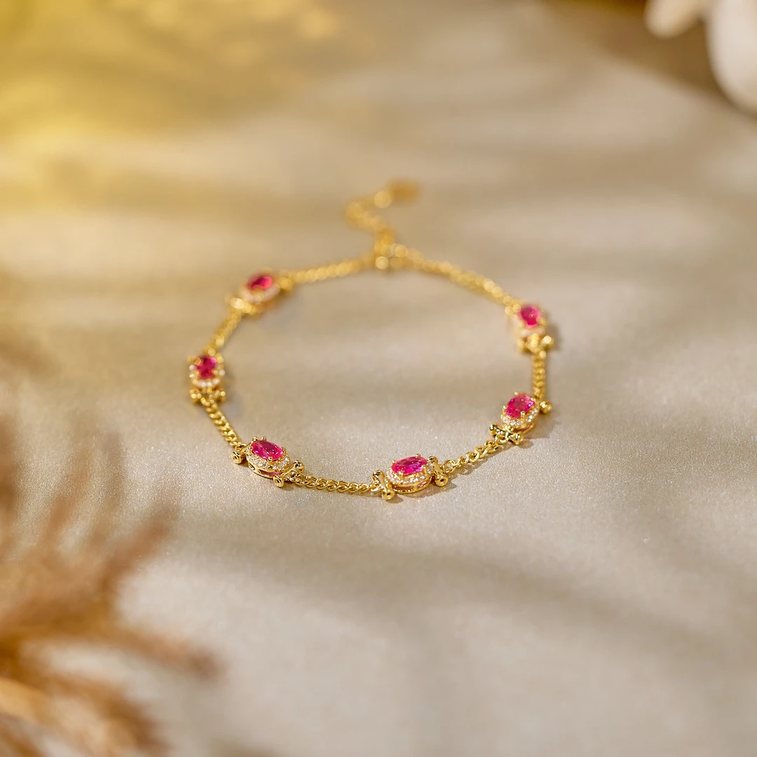 七夕限定【歪歪】天然高品质红宝石手链18K金镶嵌轻奢珠宝X-U8790