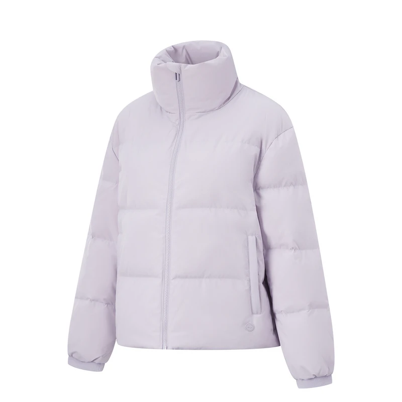 李宁女子羽绒服秋冬立领防风保暖宽松舒适百搭鸭绒外套AYMU516