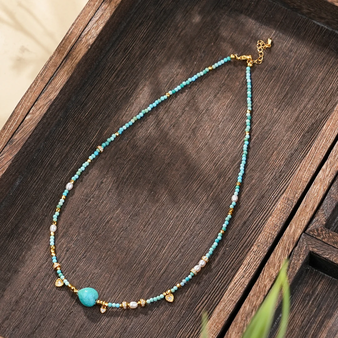 绿松石项链DIY绿松珍珠s925绿松项链/ZB00049