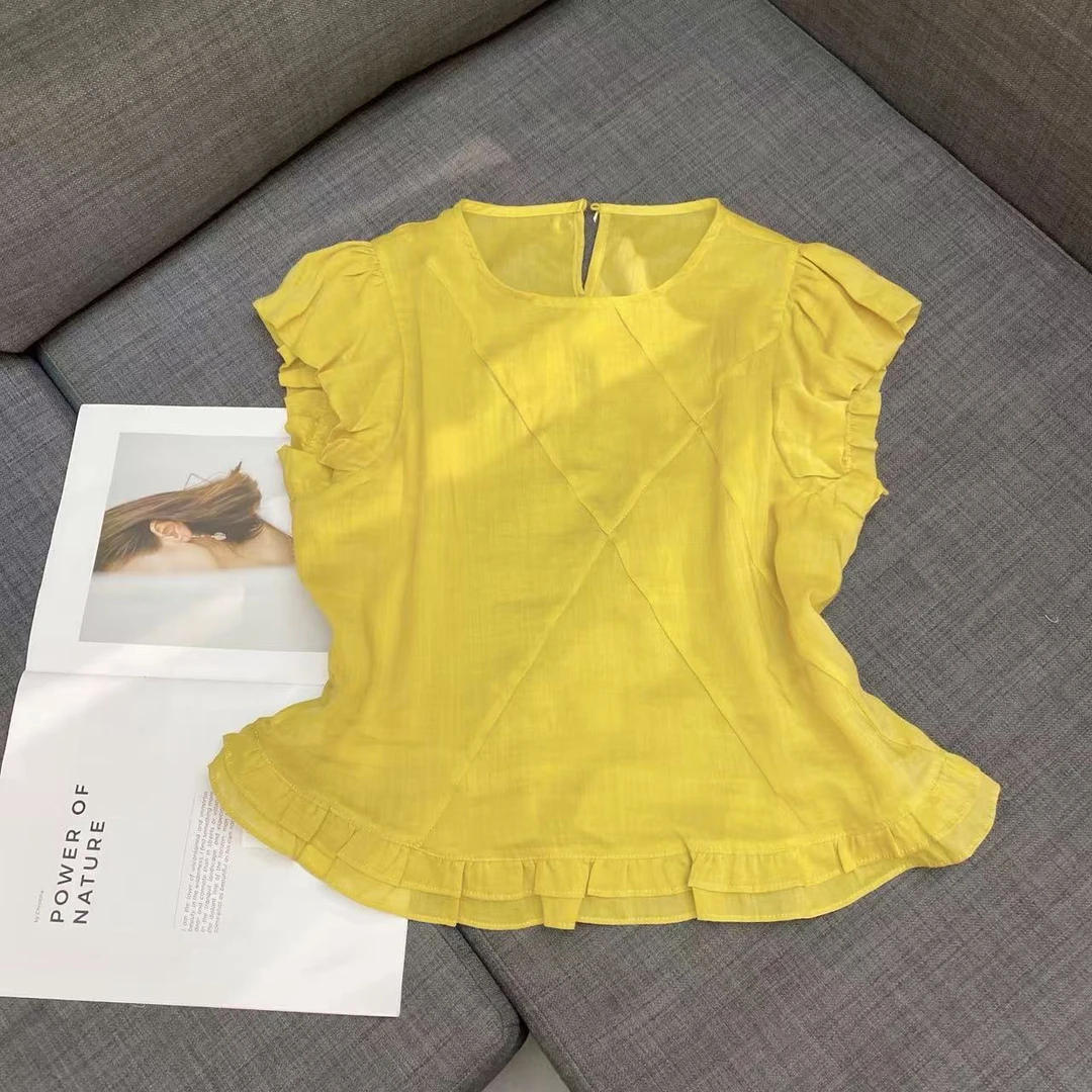 【墨臻精选】夏季新款时尚百搭气质圆领设计感经典衬衫C9818