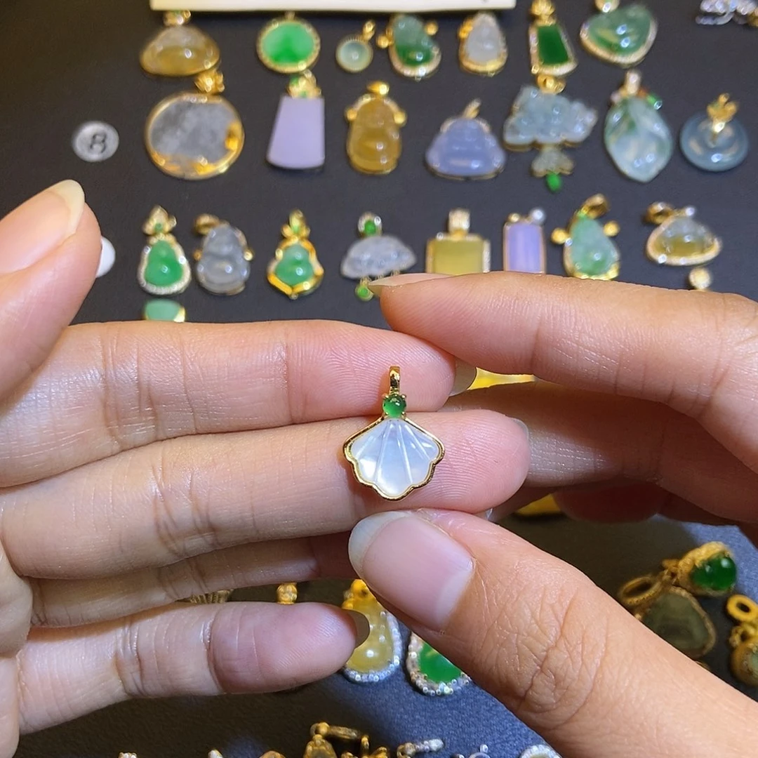 翡翠银S925镶嵌吊坠(不含链)