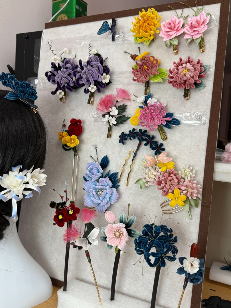 非遗绒花发簪发夹选款链接