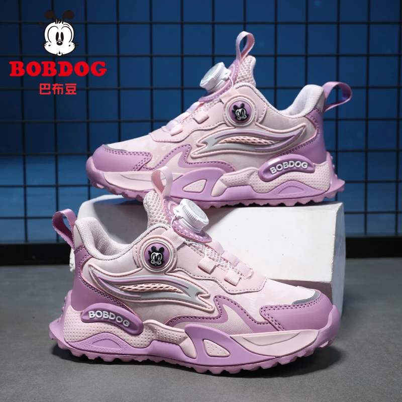 巴布豆童鞋女童运动鞋2025春秋新款皮面防水女孩子儿童舒适跑步鞋