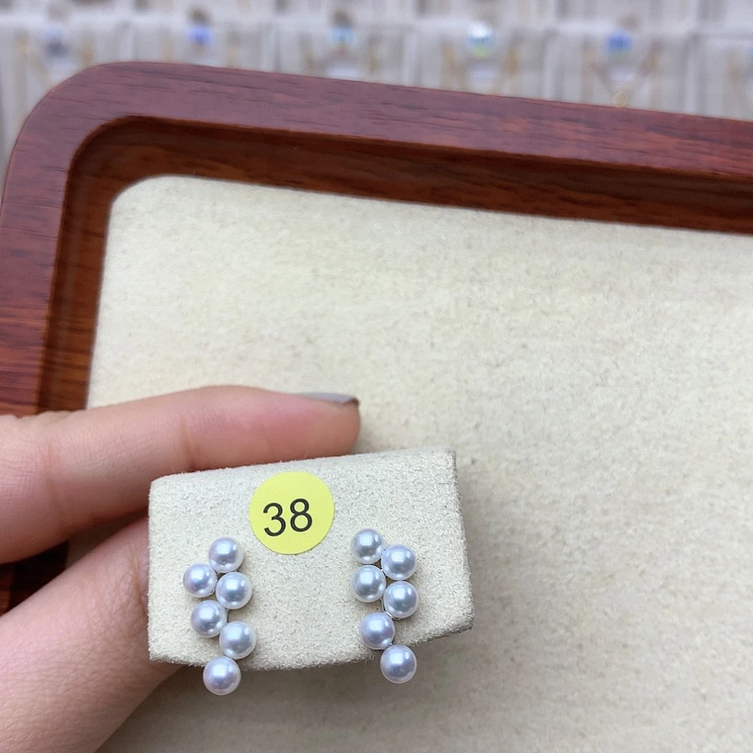 淡水珍珠耳饰银S925镶嵌面****开
