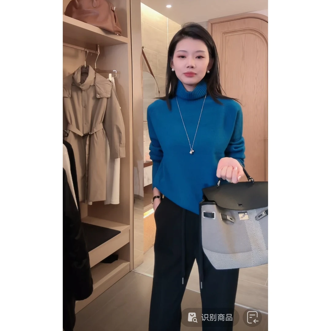 【海盐方糖】冬款ins风时尚半高领毛衣宽松韩系羊毛衫显瘦保暖