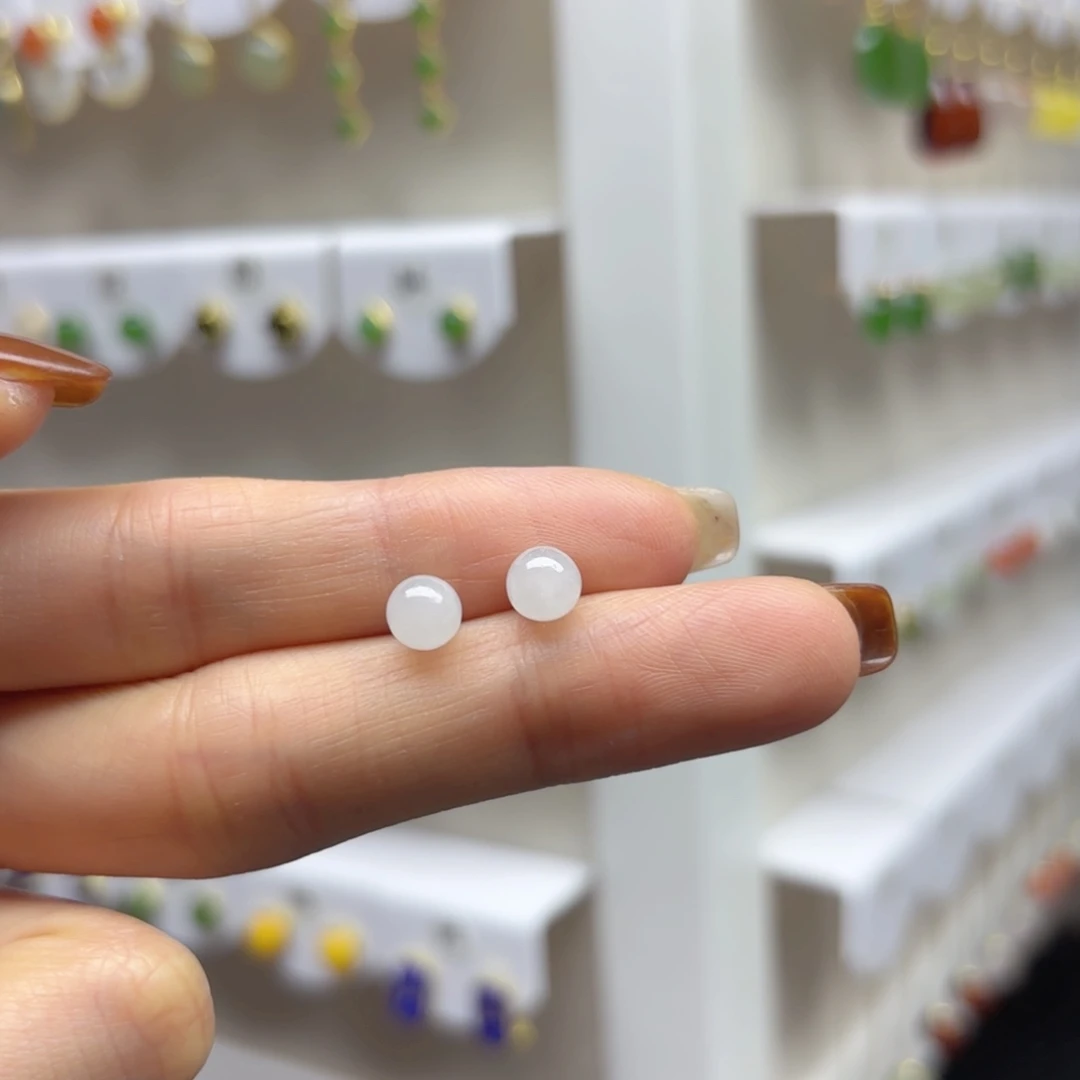 银S925镶嵌和田玉耳饰