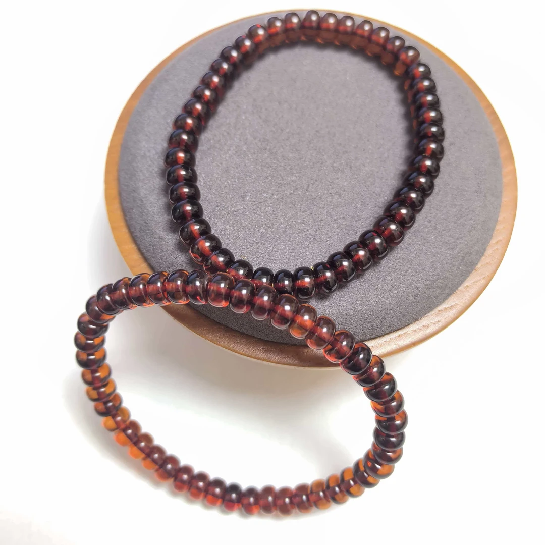 琥珀-血珀算盘珠手串卡6+