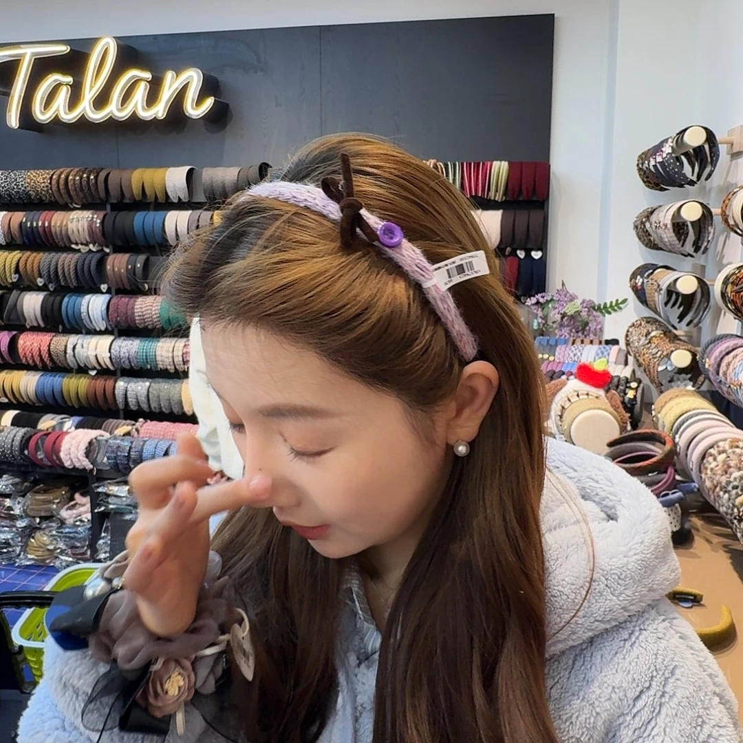 非金属新年款紫色毛线细发箍37