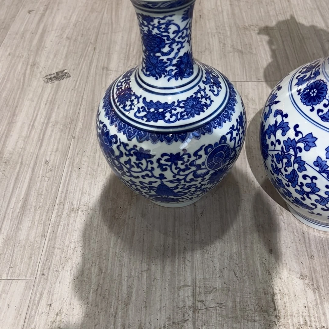 *****摆件陶两个32cm八宝缠枝莲赏瓶