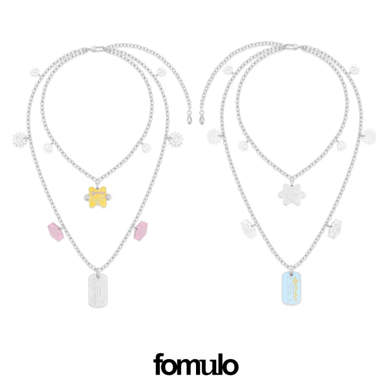 fomulo 黄铜锆石项链 ‘河豚全世界’ wearable visa双层军牌项链