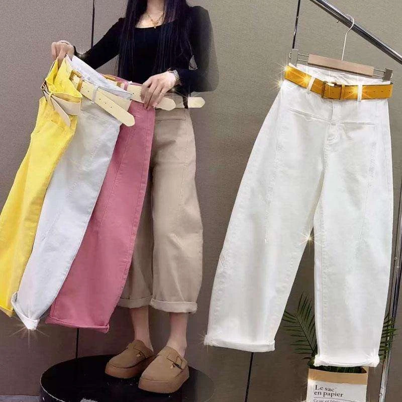 春季新款款弯刀牛仔裤女小个子宽松显瘦直筒裤时尚百搭高腰韩版
