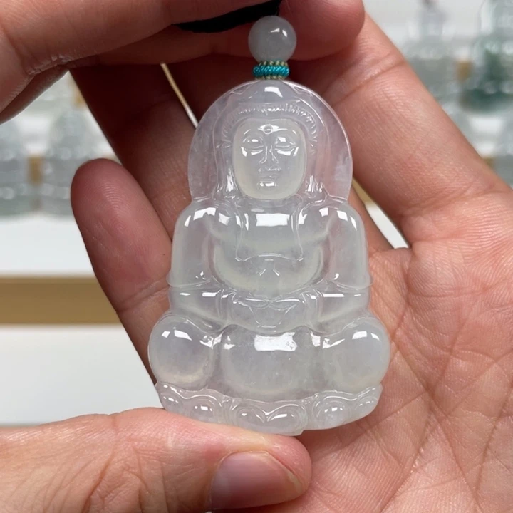 翡翠未镶嵌颈饰天然缅甸翡翠A货观音85号