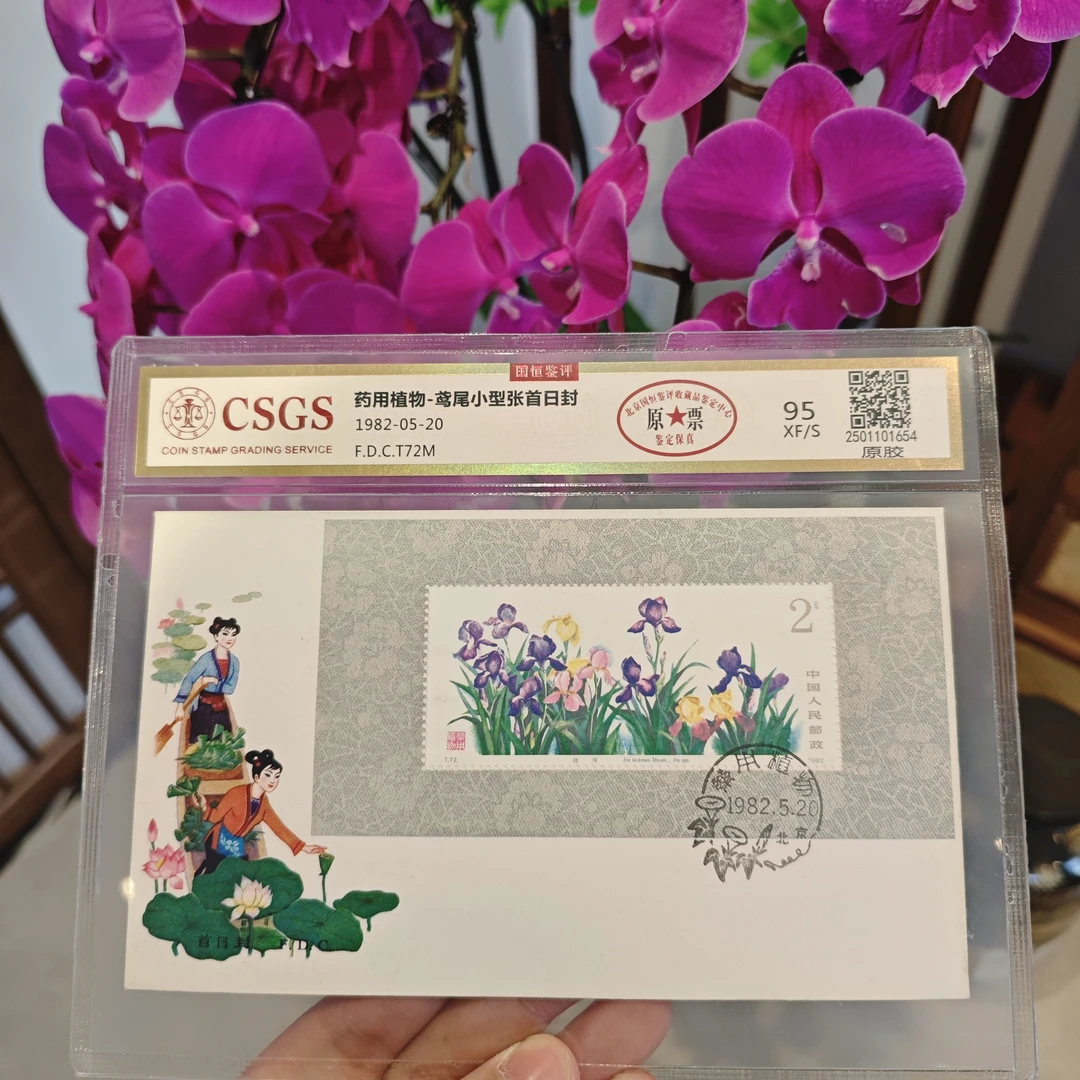 《嘉荣讲邮票》药用植物-鸢尾小型张首日封 原票 95 原胶 XF/S