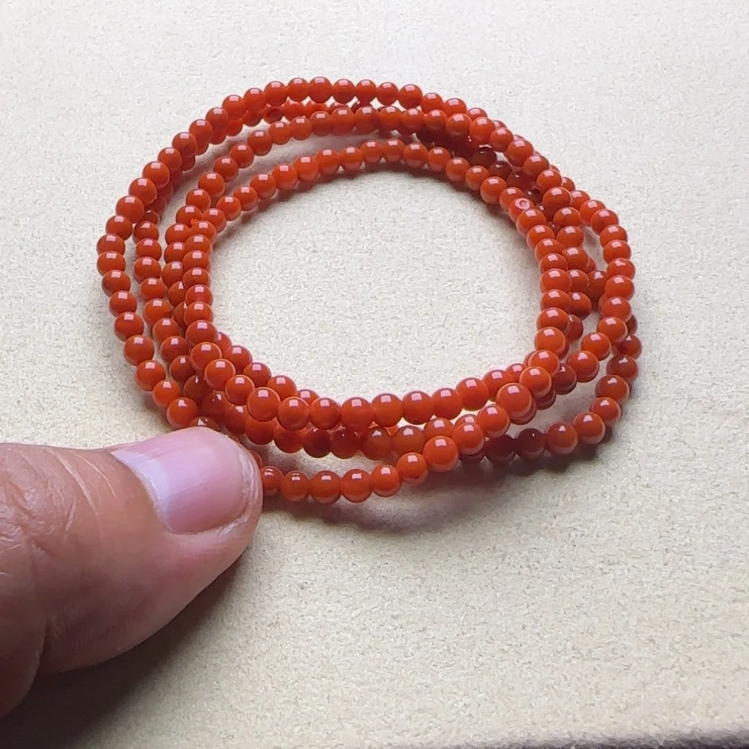 手链未镶嵌南红玛瑙3.7mm冷水河