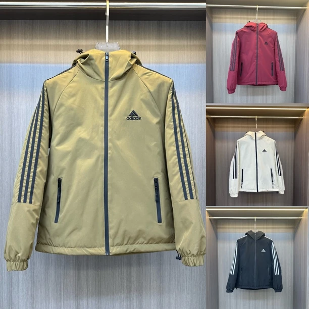 秋冬新款连帽休闲时尚刺绣百搭加棉薄棉外套f823