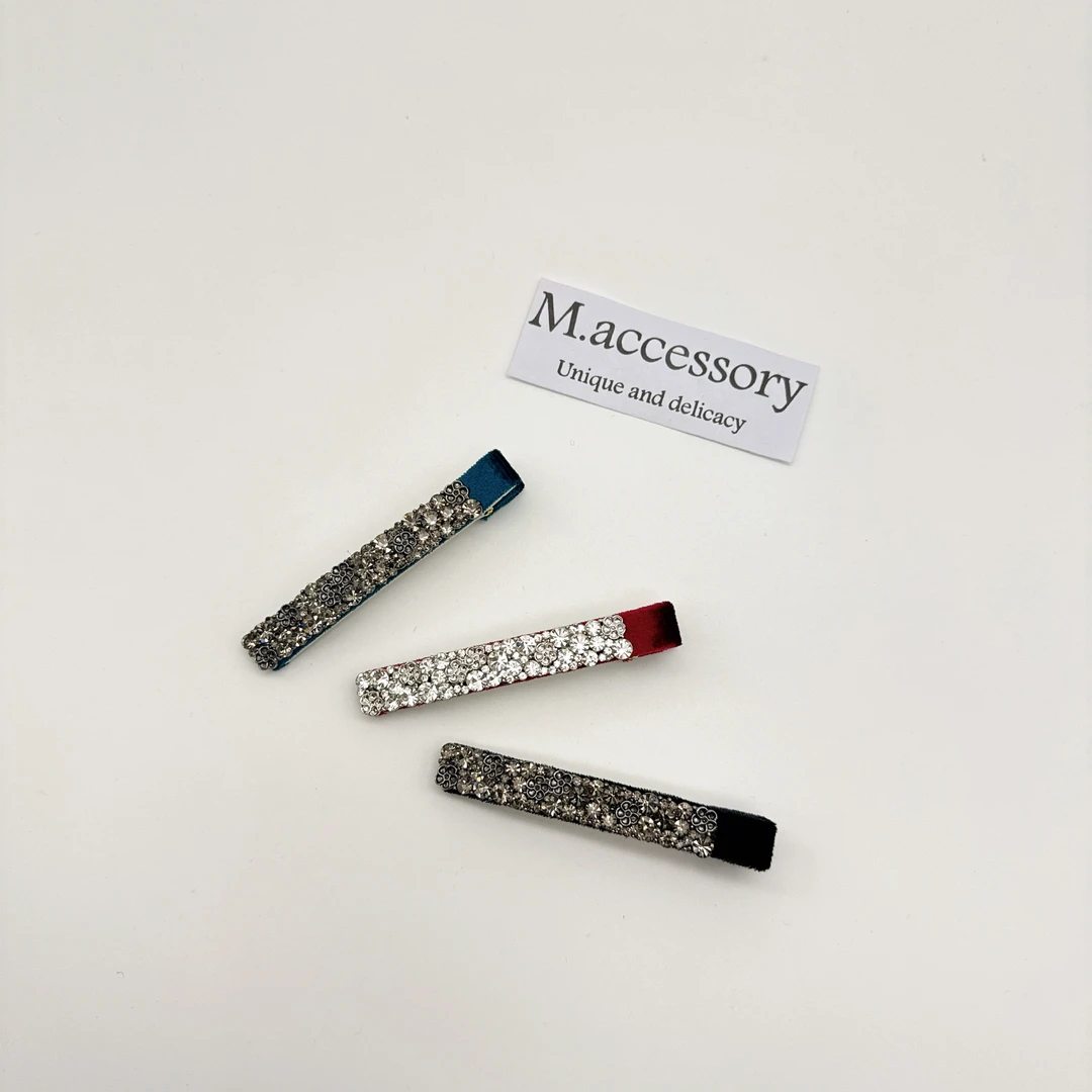 Mi33韩版饰品满钻一字鸭嘴夹气质边夹J062147发夹头饰夹子发卡