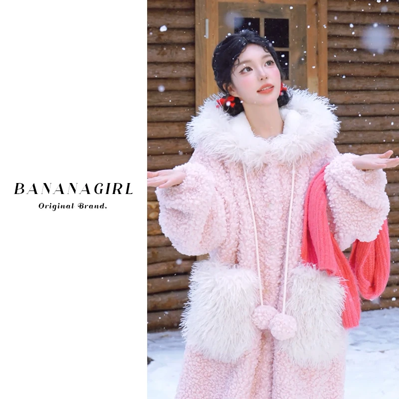 Bananagirl【心上恋人】睡衣女秋冬中长款连帽睡袍宽松加厚韩版外穿