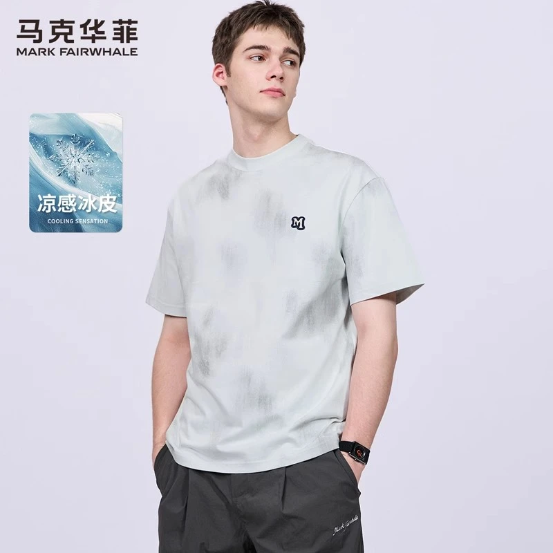 【防晒抗菌】马克华菲圆领短袖T恤男2025夏季新款透气做旧潮流短t