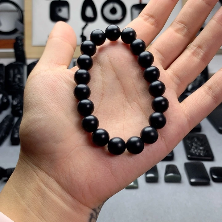 未镶嵌手串和田玉（墨玉）特价10mm