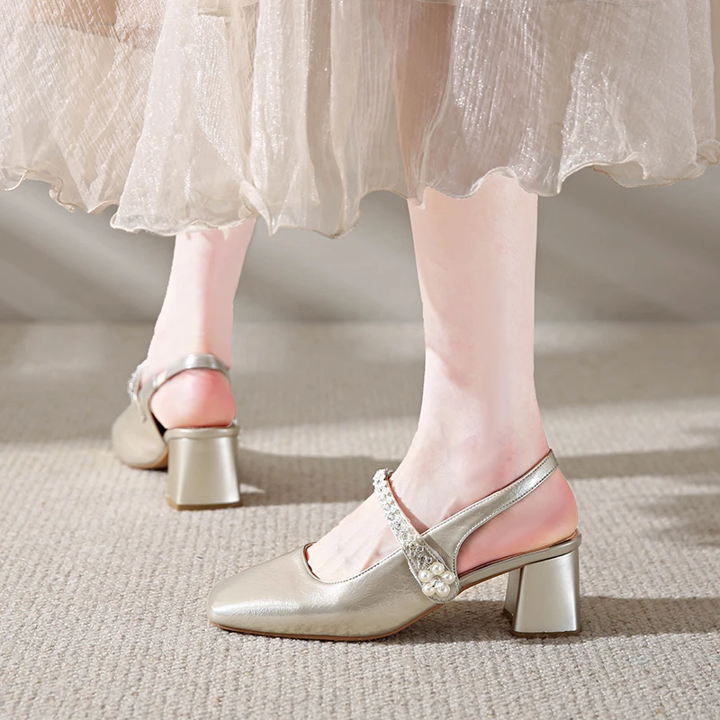 包头凉鞋包头时装凉鞋半高跟凉鞋凉鞋粗跟玛丽珍夏季