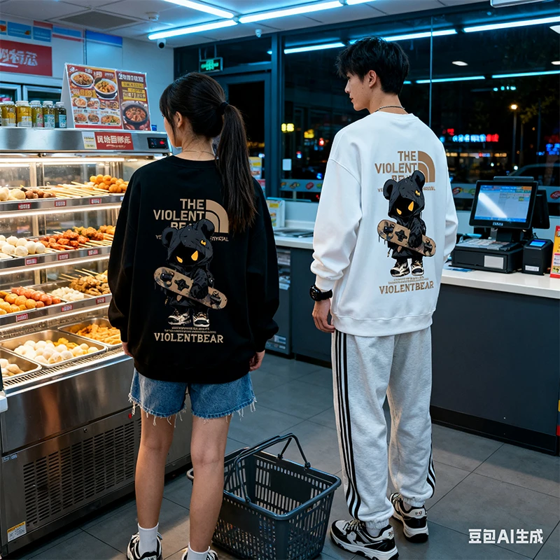 暴力熊男长袖上衣新款男装秋季爆款2025情侣同款轻奢潮流卫衣