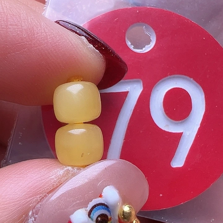 蜜蜡裸石未镶嵌花粉6.5m m