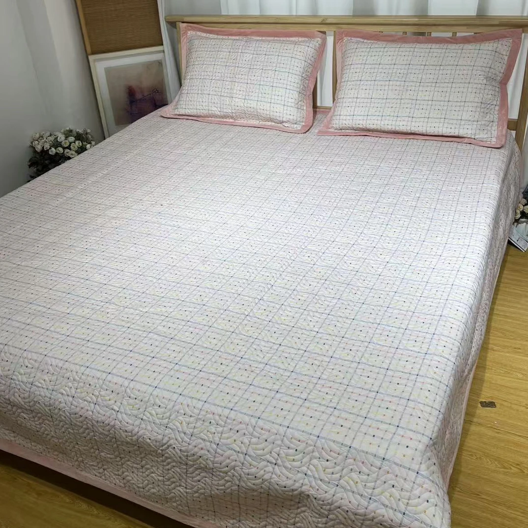 云柔沁语双层纱（双面可用）床盖三件套230*250微瑕～K212